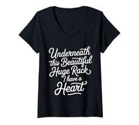 Women's Underneath This Beautiful Huge Rack I Have A Heart - V-Neck T-Shirt