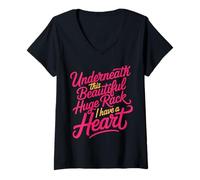 Women's Underneath This Beautiful Huge Rack I Have A Heart - V-Neck T-Shirt