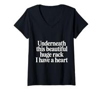 Women's Underneath This Beautiful Huge Rack I Have A Heart - V-Neck T-Shirt