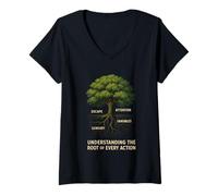 Women's Understanding Root of Every Action Psychology V-Neck T-Shirt
