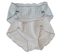 Women's Underwear Cotton Panties Plus Size Ruffled Plaid Bow Knot Cute Kawaii Japanese Underwear 2 Pack