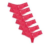 Women's Underwear Lace Bikini Panties Silky Comfy Lace Briefs Pack of 6 Red