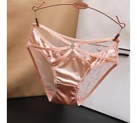 Womens Underwear - Lace Underwear For Women Transparent Low Waisted Hollowed Out Pure Desire Oversized Crotch Triangle Pants Silk Smooth Satin Bottom Pants