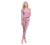 Womens Underwear Pyjamas Set Round Collar Stretchy Thin Underwear Leggings And Long Sleeve With Elastic Waist Super Soft Nightshirts Lightweight Two Piece Pj Sets Pure Colour Breathable