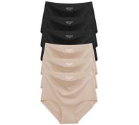 Womens Underwear Seamless High Waisted Briefs Silky Stretch No Show Breathable Full Coverage Ladies Panties 6 Pack, Black 3 Nude 3, M