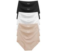 Womens Underwear Seamless High Waisted Briefs Silky Stretch No Show Breathable Full Coverage Ladies Panties 6 Pack, Black 2 White 2 Nude 2, L