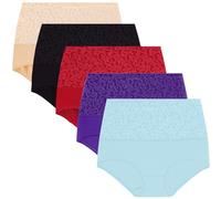 Women's Underwear Set, Worn, 5-Piece Women's Underwear Made of Mixed Cotton with High Waisted Underwear, Men's Sexy Underwear with Zip, purple, XXL