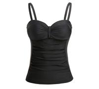 Women's Underwire Tankini Top Only Tummy Control Swimsuit Top Push Up Bathing Suit Top No Bottom(Black,XL)
