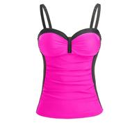 Women's Underwire Tankini Top Only Tummy Control Swimsuit Top Push Up Bathing Suit Top No Bottom(Pink and Black,XXL)