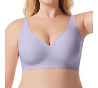 Women's Underwired Bra, Big Breasts Bralettes for Women, Strong Hold Push Up Plus Size Seamless V Neck No Underwire Seamless Comfortable Smooth Bra Support