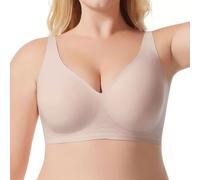 Women's Underwired Bra, Big Breasts Bralettes for Women, Strong Hold Push Up Plus Size Seamless V Neck No Underwire Seamless Comfortable Smooth Bra Support