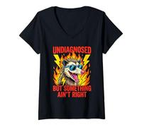 Women's Undiagnosed But Something Ain't Right Chaos Opossum V-Neck T-Shirt