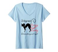 Womens Undiagnosed But Something Ain't Right Funny Crazy Cat Lady V-Neck T-Shirt