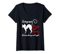 Womens Undiagnosed But Something Aint Right Funny Crazy Cat Lady V-Neck T-Shirt
