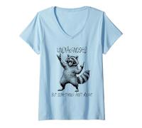 Womens Undiagnosed But Something Ain't Right Funny Raccoon Feral V-Neck T-Shirt
