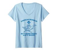 Women's Undiagnosed But Something Ain't Right Funny Raccoon Goose V-Neck T-Shirt