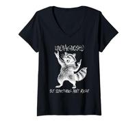 Womens Undiagnosed But Something Ain't Right Raccoon Feral Funny V-Neck T-Shirt