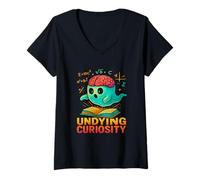 Womens Undying Curiosity Design V-Neck T-Shirt