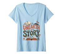 Women's Unearth a Story : Books and Reading 2026 V-Neck T-Shirt