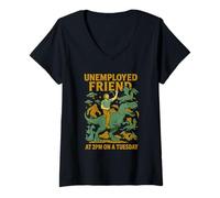 Womens Unemployed Friend at 2PM - Fantasy Chaos Tuesday Adventure V-Neck T-Shirt