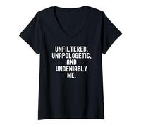 Women's Unfiltered Unapologetic Undeniably Me Bold Confidence V-Neck T-Shirt