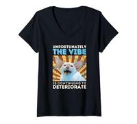 Womens Unfortunately The Vibe Is Continuing To Deteriorate Cat Meme V-Neck T-Shirt