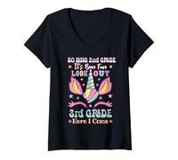 Womens Unicorn 2nd Grade Graduation Hello 3rd Grade Last Day School V-Neck T-Shirt