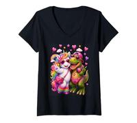 Women's Unicorn and T-Rex V-Neck T-Shirt