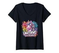 Womens Unicorn Rocks V-Neck T-Shirt