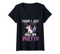 Womens Unicorns Pajama Today I Just Sit There And Am Pretty Unicorn V-Neck T-Shirt