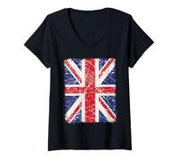 Womens Union Jack, British flag V-Neck T-Shirt