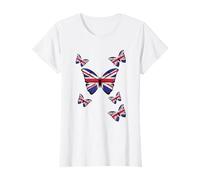 Womens Union Jack Butterfly Butterflies Flag Wings British UK Flag T-Shirt
