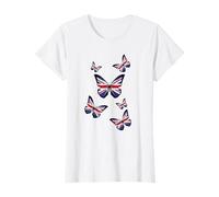 Womens Union Jack Butterfly Butterflies Flag Wings British UK Flag T-Shirt