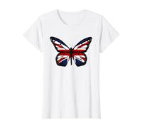 Womens Union Jack Butterfly Butterflies Flag Wings British UK Flag T-Shirt
