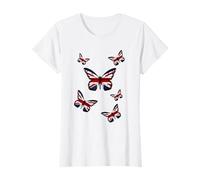 Womens Union Jack Butterfly Butterflies Flag Wings British UK Flag T-Shirt