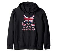 Womens Union Jack Butterfly Kids British Flag Zip Hoodie