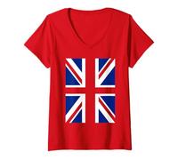 Womens Union Jack Flag - United Kingdom Great Britain V-Neck T-Shirt