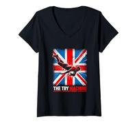 Womens Union Jack Rugby - The Try Machine V-Neck T-Shirt