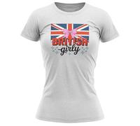 Womens Union Jack T Shirt British Girly - Ladies Patriotic Tee - British Heritage Top - England Pride - St Georges Tee, l, White