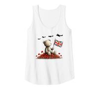 Womens Union Jack Teddy, Spitfires, VE Day Women, Girls, Kids Poppy Tank Top