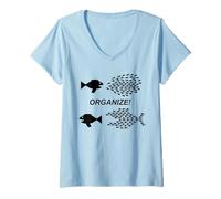 Women's Union Organize School Fish Corporations V-Neck T-Shirt