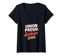 Womens Union Proud Sunburn Loud Labor Day V-Neck T-Shirt