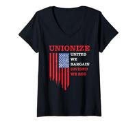 Womens Unionize: United We Bargain, Divided We Beg - Labor Union V-Neck T-Shirt