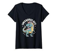 Womens Unisaurus Rex Dinosaur Unicorn Magic V-Neck T-Shirt
