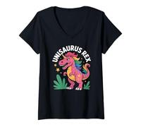 Womens Unisaurus Rex Magical Dinosaur Unicorn V-Neck T-Shirt