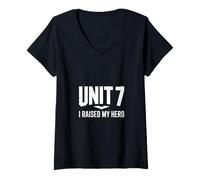 Womens Unit 7 I Raised My Hero Proud Military Parent V-Neck T-Shirt