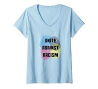Womens Unite Against Racism T Shirt | Anti Trump & No Racism V-Neck T-Shirt