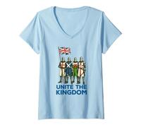 Womens Unite The Kingdom. Union Jack Medieval Knights V-Neck T-Shirt