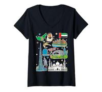 Womens United Arab Emirates Landmarks, Dubai, Abu Dhabi, UAE Pride V-Neck T-Shirt