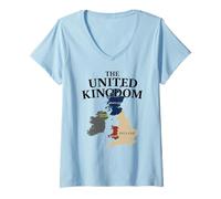Womens United Kingdom British Isles Scotland Wales England UK Map V-Neck T-Shirt